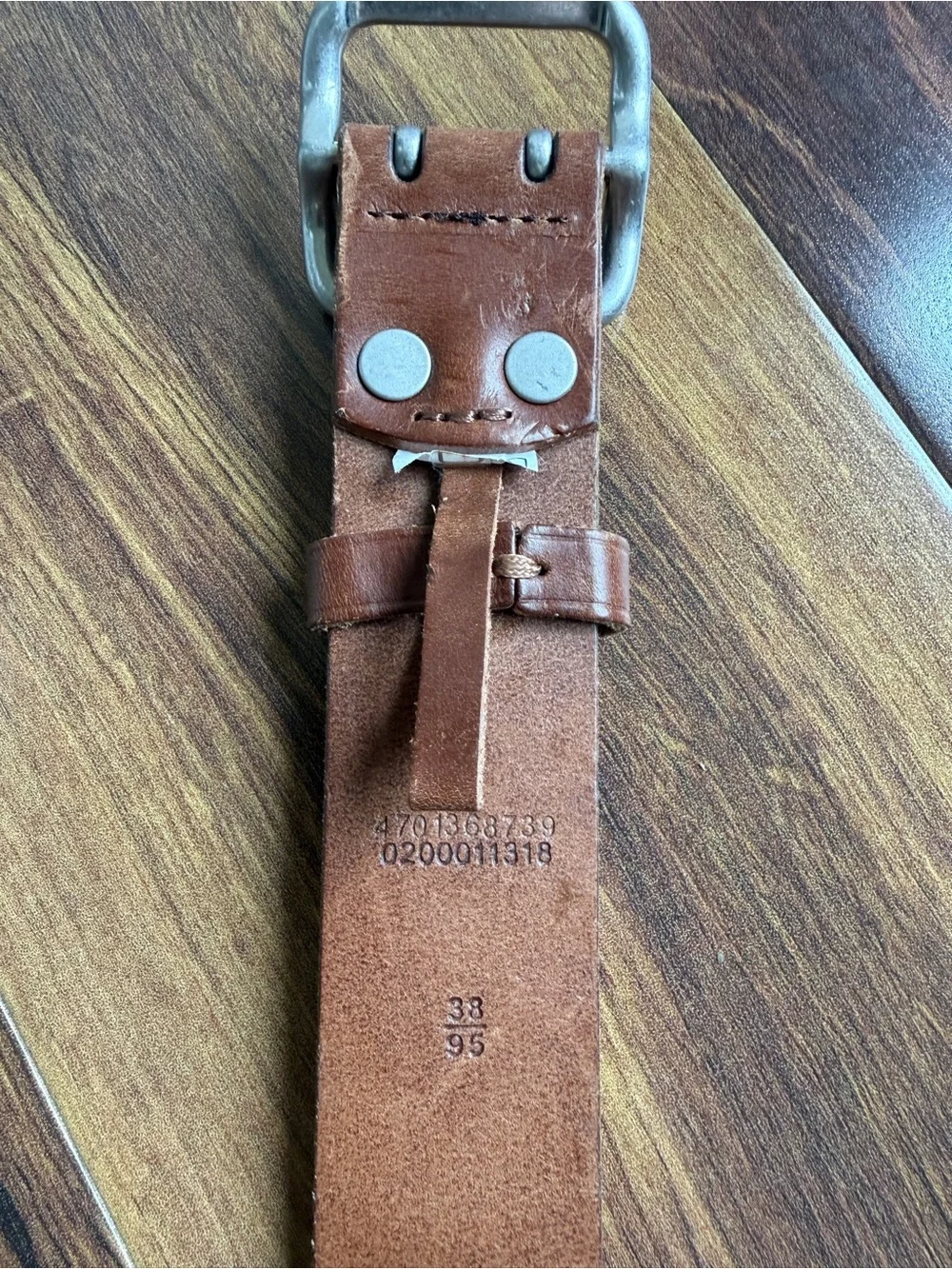 Polo Ralph Lauren Leather Double Prong Silver Buckle Belt Cognac Size 33